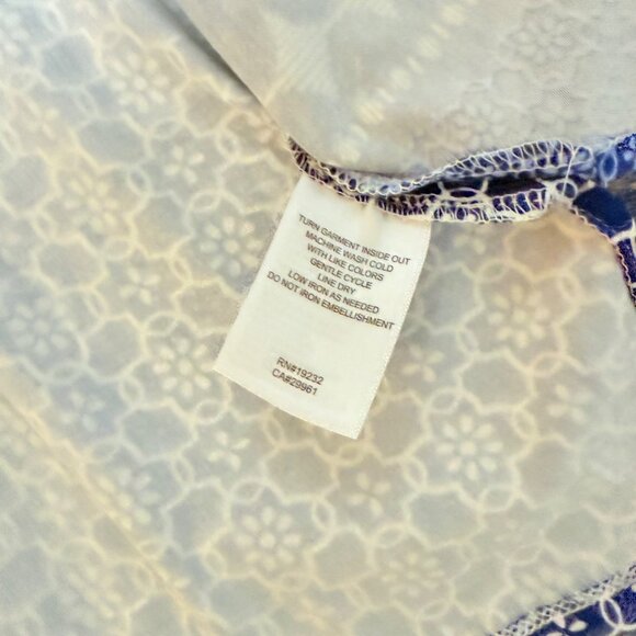 Alfred Dunner Womens Top Size PXL Fresh Start Chevron Floral Split Neck Summer - Picture 13 of 13